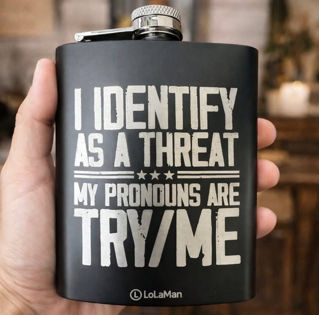 Engraved black flask